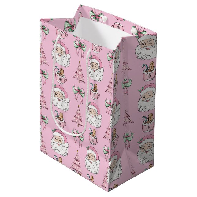 Pink Christmas Gift Bag (Front Angled)