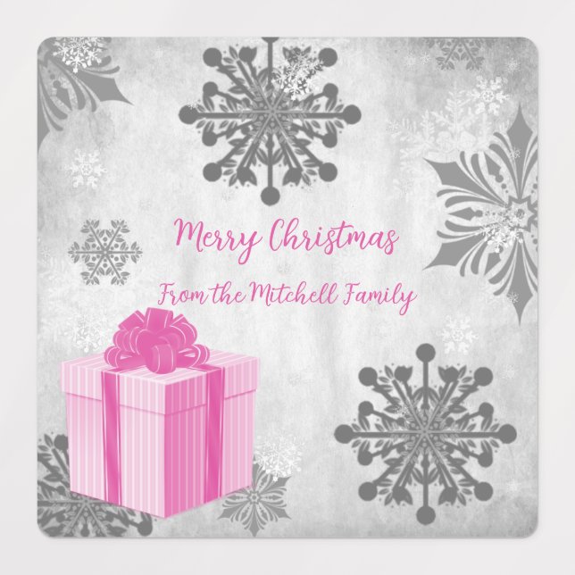 Pink Christmas Gift Holiday Baking Labels (Design 1)