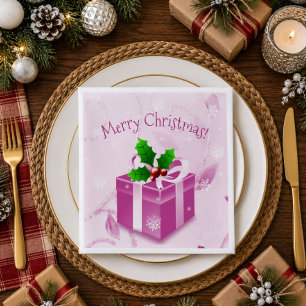 Pink Christmas Gift Paper Napkin