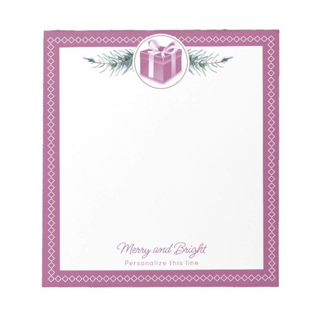 Pink Christmas Gift Personalised Notepad (Front)