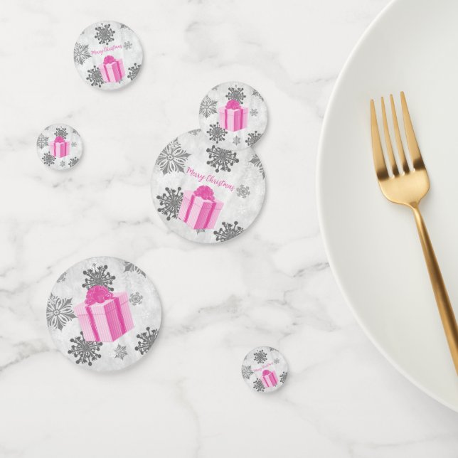 Pink Christmas Gift Table Confetti (Group)