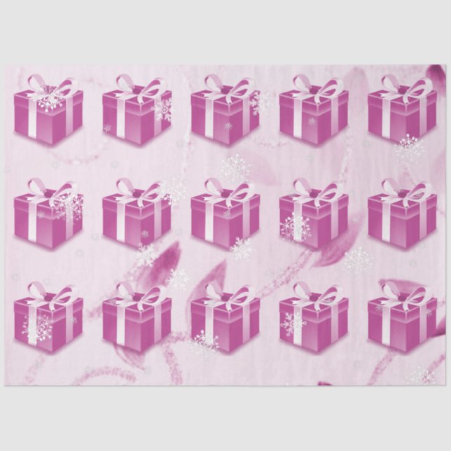 Pink Christmas Gift Tissue Paper (Front)