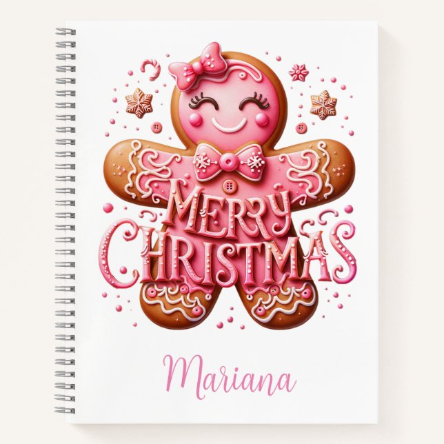 Pink Christmas Gingerbread Notebook (Front)