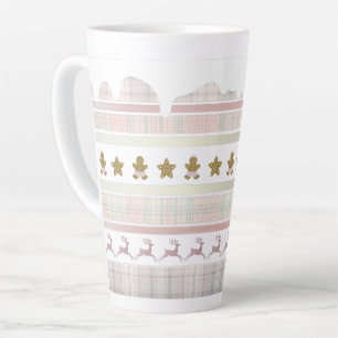 Pink Christmas Gingerbread tartan Lrg Cup