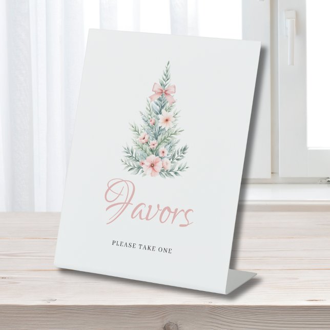 Pink Christmas Girl Baby Shower Favour Pedestal Sign (Creator Uploaded)