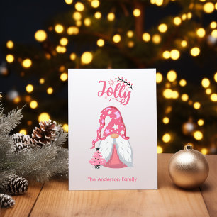 Pink Christmas Gnome Jolly Holiday Card