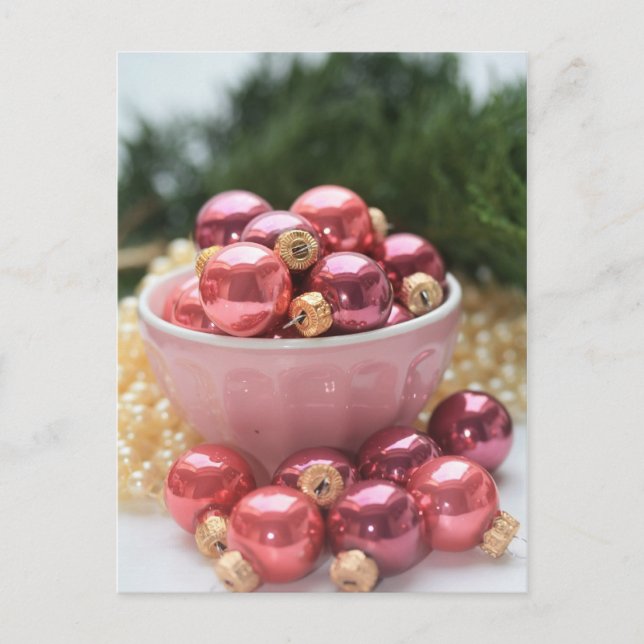 pink christmas greeting holiday postcard (Front)