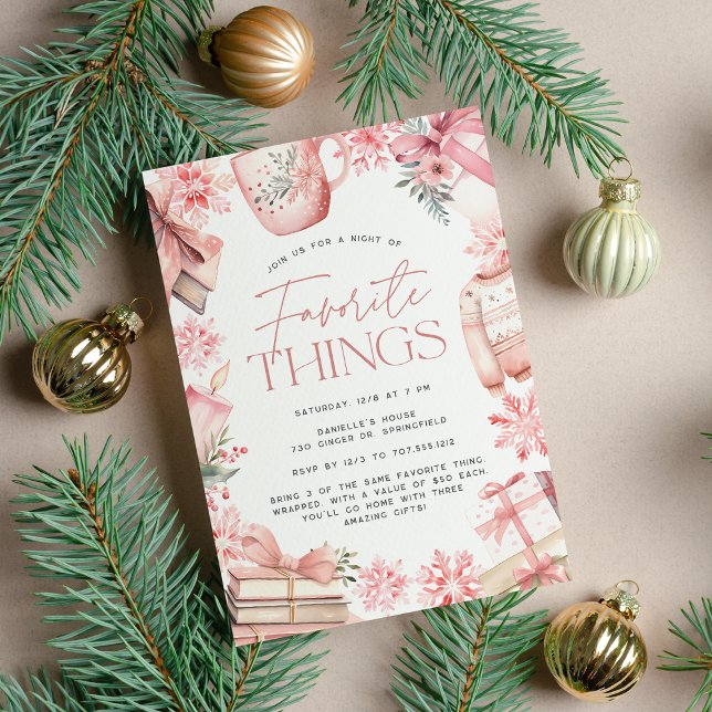 Pink Christmas | Holiday Favourite Things Party Invitation (Creator Uploaded)