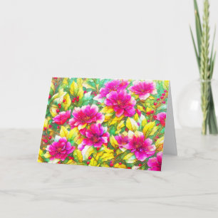 Pink Christmas Holiday Flower Art Card