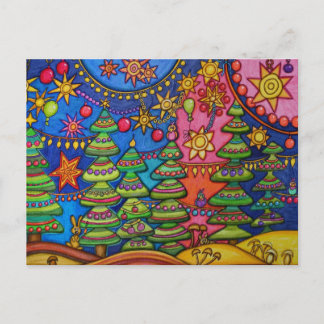 Pink christmas holiday postcard