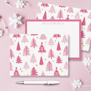 Pink Christmas Holiday tree Card