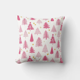 Pink Christmas Holiday tree Cushion