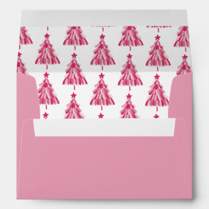 Pink Christmas Holiday tree Envelope