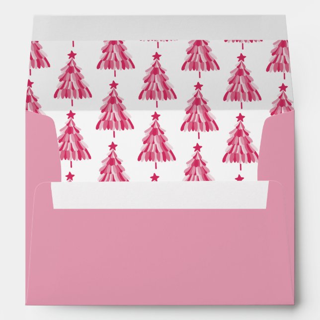 Pink Christmas Holiday tree Envelope (Back (Bottom))