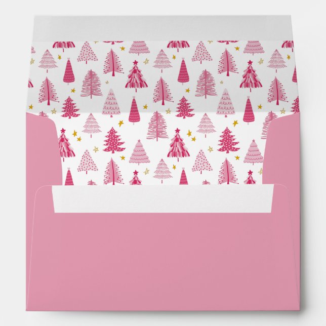 Pink Christmas Holiday tree Envelope (Back (Bottom))