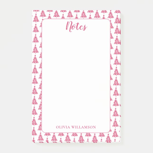 Pink Christmas Holiday tree Post-it Notes (Front)
