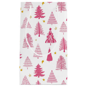 Pink Christmas Holiday tree Small Gift Bag