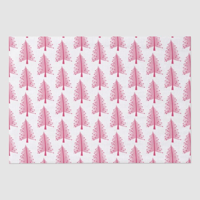Pink Christmas Holiday tree Tissue Paper (Front)