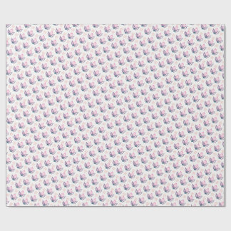 Pink Christmas Holly & Stars Coquette Wrapping Pap Paper
