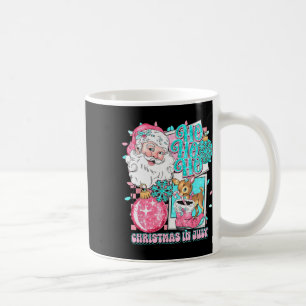 Pink Christmas In July Retro Santa Disco Snowman G Coffee Mug