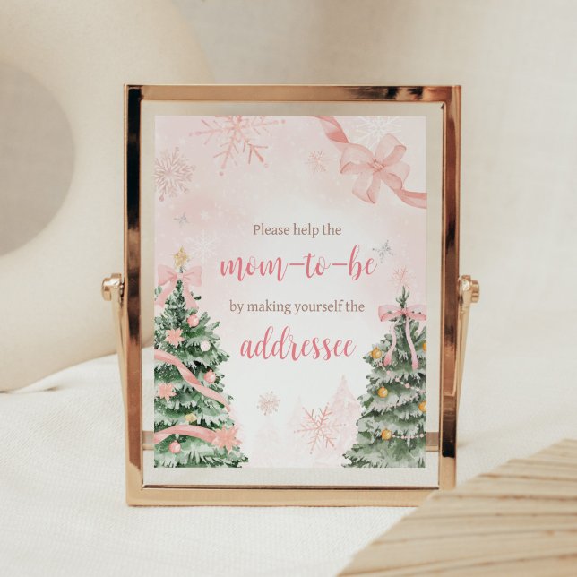 Pink Christmas It's Cold Outside Envelope Station Poster (Baby It's Cold Outside Pink Christmas Baby Shower Envelope Station Sign)