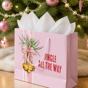 Pink Christmas Jingle All the Way Gift Bag
