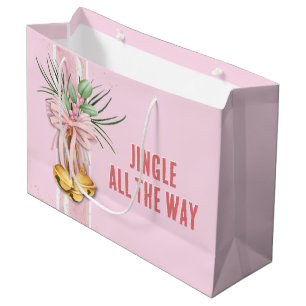 Pink Christmas Jingle All the Way Gift Bag