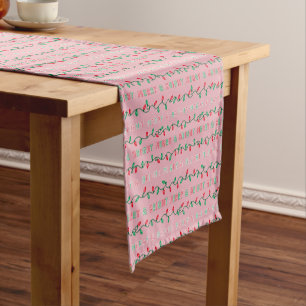 Pink Christmas Lights Short Table Runner