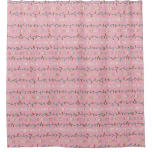 Pink Christmas Lights Shower Curtain