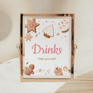 Pink Christmas Little Cookie Baby Shower Drinks Poster