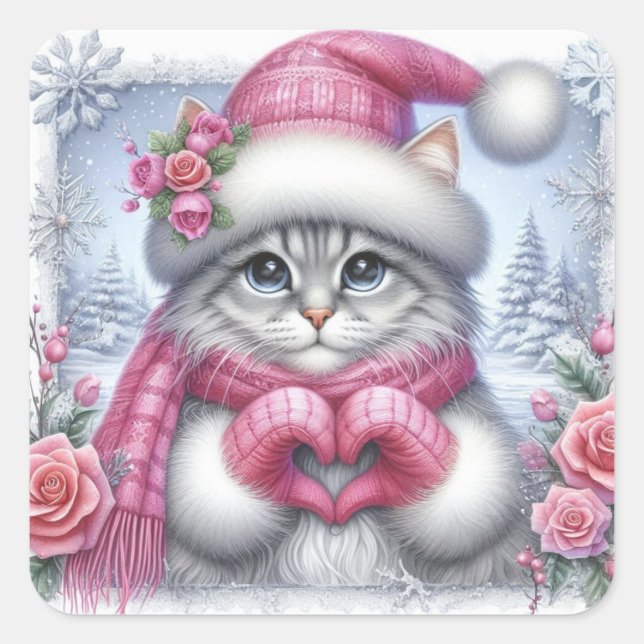 Pink Christmas Love Sticker (Front)