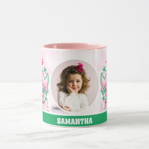 Pink Christmas Mermaid Kids Photo Hot Chocolate Mug