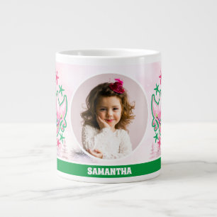 Pink Christmas Mermaid Kids Photo Mug