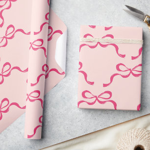 Pink Christmas Modern Holiday Bows Wrapping Paper