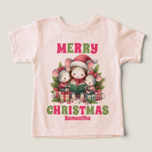 Pink Christmas Mouse Personalised Name
