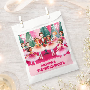 Pink Christmas Nutcracker Ballerina Kids Birthday Favour Bags