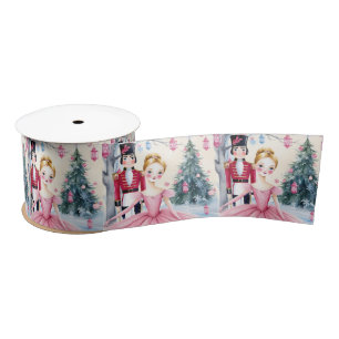 Pink Christmas Nutcracker Ballet & Ballerina  Satin Ribbon
