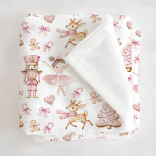 Pink Christmas Nutcracker Fleece Blanket