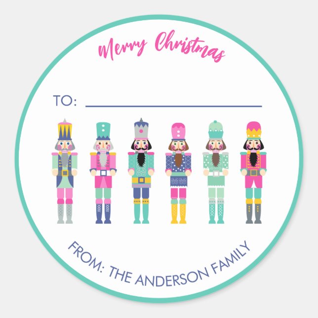 PINK CHRISTMAS NUTCRACKER GIFT STICKER (Front)