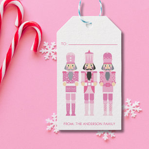 PINK CHRISTMAS NUTCRACKER GIFT STICKER TAGS