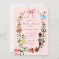 Pink Christmas Nutcracker with Bow Baby Shower