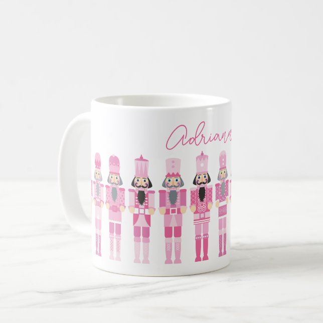 PINK CHRISTMAS NUTCRACKERS COFFEE MUG (Front Left)