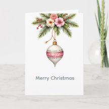 Pink Christmas Ornament Holiday Card