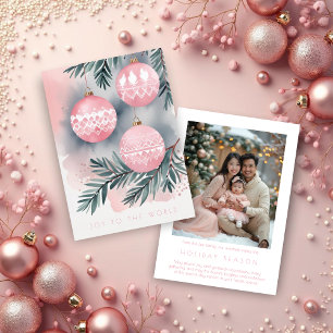 Pink Christmas Ornament Nordic Scandinavian Style  Holiday Card