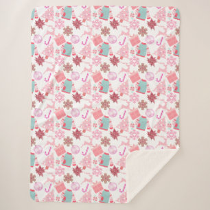 Pink Christmas Ornament Pattern 02 Sherpa Blanket
