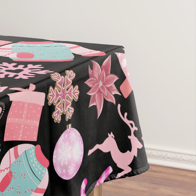 Pink Christmas Ornament Pattern 02 Tablecloth (In Situ)