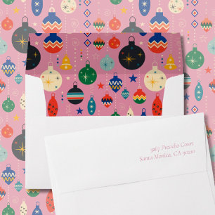 Pink Christmas Ornament Pattern Custom Address Envelope