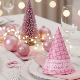 Pink Christmas Ornament Pattern Holiday Party Hat