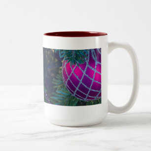 Pink Christmas Ornament Two-Tone Coffee Mug
