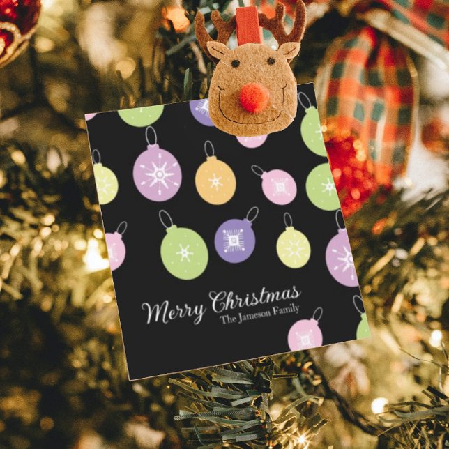 Pink Christmas Ornaments Snowflakes  Card (Creator Uploaded)